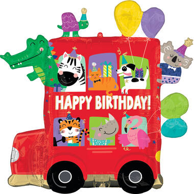 Foil Balloon - Shape - Party Bus - "HAPPY BIRTHDAY"